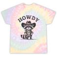 Howdy Cowboy Raccoon Tie-Dye T-Shirt - Unisex Animal Theme Hazy Rainbow Tie-Dye
