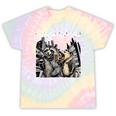 Let's Get Trashed Tie-Dye T-Shirt | Raccoon & Opossum Beer Party Hazy Rainbow Tie-Dye