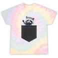 Pocket Raccoon Tie-Dye Unisex T-Shirt - Cute Animal Lover Fashion Hazy Rainbow Tie-Dye