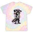 Raccoon Cowboy Western Tie-Dye T-Shirt | Fun Country Style Hazy Rainbow Tie-Dye