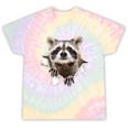 Raccoon Lover Tie-Dye T-Shirt | Gift for Raccoon Mom & Dad Hazy Rainbow Tie-Dye