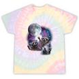 Raccoon Moonlight Tie-Dye Unisex T-Shirt | Whimsical Night Theme Hazy Rainbow Tie-Dye