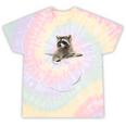 Raccoon Pocket Tie-Dye T-Shirt - Unisex Fun & Trendy Design Hazy Rainbow Tie-Dye
