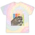 Retro Raccoon Lover Tie-Dye T-Shirt - Fun Camping Vibes Hazy Rainbow Tie-Dye
