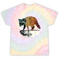 Retro Raccoon Tie-Dye T-Shirt - Vintage Half Moon Design Hazy Rainbow Tie-Dye