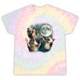Three Possum Moon 3 Opossum Weird Cursed Meme Tie-Dye T-Shirts Hazy Rainbow Tie-Dye