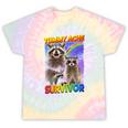 Tummy Ache Survivor Raccoon Tie-Dye T-Shirts - Fun & Whimsical Hazy Rainbow Tie-Dye