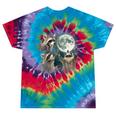 Raccoon 3 Racoons Howling At Moon Weird Cursed Tie-Dye T-Shirts Festival Tie-Dye
