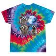 Raccoons Howling Moon Tie-Dye Unisex T-Shirt - Wild Nature Theme Festival Tie-Dye