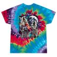 Three Racoon Moon Tie-Dye T-Shirt - Quirky Cursed Meme Style Festival Tie-Dye