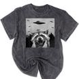 Alien UFO Raccoon Mineral Wash T-Shirt - Unisex Gift for Kids & Adults Mineral Black