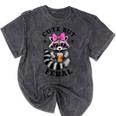 Cute Colorful Raccoon Sunglasses Design - Mineral Wash T-Shirts Mineral Black