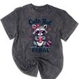Cute Raccoon Mineral Wash Women's T-Shirt - Funny Summer Fashion Mineral Black