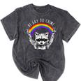 LGBTQ Pride Raccoon Mineral Wash T-Shirt - Be Gay Do Crime Rainbow Mineral Black