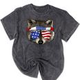 Patriotic Raccoon 4th of July Mineral Wash Unisex T-Shirt Mineral Black