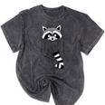 Raccoon Animal Cartoon T-Shirt | Pocket Trash Panda | Casual Short Sleeve Mineral Black