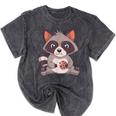 Raccoon Cookie Delight Unisex T-Shirt - Mineral Wash, Small Mineral Black