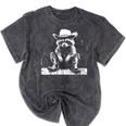 Raccoon Cowboy Western T-Shirt - Kids & Adults - Mineral Wash Mineral Black
