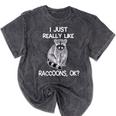 Raccoon Love T-Shirt - Fun Unisex Mineral Wash for Fans Mineral Black
