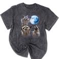 Raccoon Mineral Wash T-Shirt - Moonlit Forest Howling Vibe Mineral Black