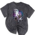 Raccoon Moonlight Howling Unisex T-Shirt - Mineral Wash Fun Mineral Black