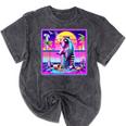 Raccoon Synthwave Tee - Vaporwave Style | Mineral Wash Design Mineral Black