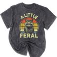 Retro Raccoon Graphic Tee for Adults & Kids | Mineral Wash Crew Mineral Black