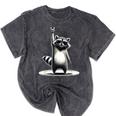 Retro Raccoon Rock T-Shirts - Mineral Wash Unisex Style Mineral Black