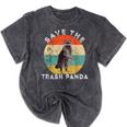 Save The Trash Panda T-Shirt | Retro Raccoon Sunset Design Mineral Black