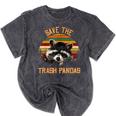 Save The Trash Pandas Raccoon Shirt Raccoon Animal T-Shirt Mineral Wash Tshirts Mineral Black