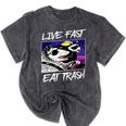 Street Cats Trash Pandas Enthusiasts Live Fast Eat Trash Panda Raccoon Opossum Enthusiasts -Adults Cotton Blend Mineral Wash Tshirts Mineral Black