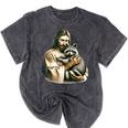 Vintage Jesus & Raccoon Hug Graphic Unisex T-Shirt | Mineral Wash Mineral Black