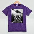 Alien UFO Raccoon T-Shirt - Mineral Wash - Unisex Adventure Wear Mineral Purple