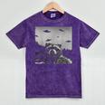 Alien UFO Raccoon T-Shirt - Unique Mineral Wash Design Mineral Purple