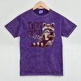 Cute Raccoon Coffee Lover Vintage Mineral Wash Unisex T-Shirt Mineral Purple