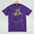 Pocket Raccoon Unisex T-Shirt - Mineral Wash Fun Design Mineral Purple