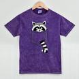 Raccoon Animal Cartoon T-Shirt | Pocket Trash Panda | Casual Short Sleeve Mineral Purple