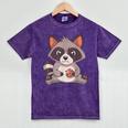 Raccoon Cookie Delight Unisex T-Shirt - Mineral Wash, Small Mineral Purple