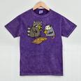 Raccoon & Opossum Pizza Party Tee - Fun Unisex Street Cat Shirt Mineral Purple