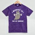 Raccoon Trash Panda Gym Tee – Mineral Wash Workout Shirt Mineral Purple
