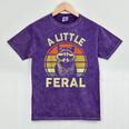 Retro Raccoon Graphic Tee for Adults & Kids | Mineral Wash Crew Mineral Purple