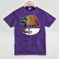 Retro Raccoon Half Moon Unisex T-Shirt - Vintage Style Mineral Wash Mineral Purple