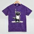 Retro Raccoon Rock T-Shirts - Mineral Wash Unisex Style Mineral Purple