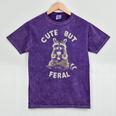 Sarcastic Raccoon Small T-Shirt - Cute But Feral Mineral Wash Mineral Purple