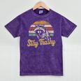 Stay Trashy Internet Meme Mineral Wash T-Shirt | Opossum & Raccoon Fun Mineral Purple