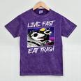 Street Cats Trash Pandas Enthusiasts Live Fast Eat Trash Panda Raccoon Opossum Enthusiasts -Adults Cotton Blend Mineral Wash Tshirts Mineral Purple