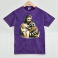 Vintage Jesus & Raccoon Hug Graphic Unisex T-Shirt | Mineral Wash Mineral Purple