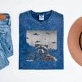 Alien UFO Raccoon T-Shirt - Unique Mineral Wash Design Mineral Navy