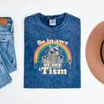 Autism Awareness Raccoon Tee - Unique Mineral Wash Design Mineral Navy