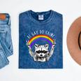 LGBTQ Pride Raccoon Mineral Wash T-Shirt - Be Gay Do Crime Rainbow Mineral Navy